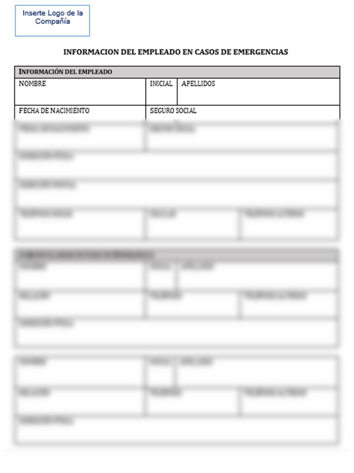 Emergency Information Template